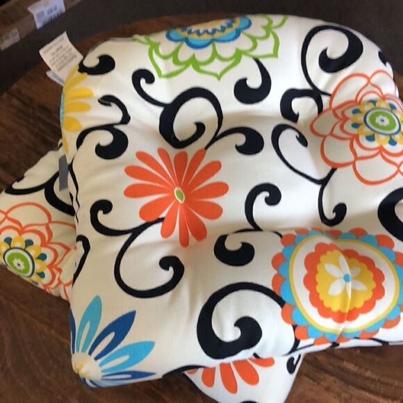 Pillow Perfect Outdoor/Indoor Pom Pom Play Lagoon Black Tufted Seat Cushions - Picture 7 of 10